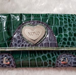 XOXO imitation snakeskin dark green with hearts